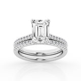 5.50 cttw Hidden Halo Bridal Ring with 5.00  center Emerald