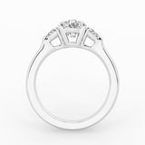 3 stone Ring with 2.00 ct Center Oval with Half Moon