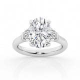 3 stone Ring with 3.00 ct Center Oval with Half Moon