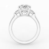 3 stone Ring with 3.00 ct Center Oval with Half Moon