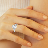 3 stone Ring with 3.00 ct Center Oval with Half Moon