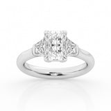 3 stone Ring with 2.00 ct Center Radiant with Trapezoids