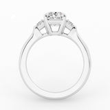 3 stone Ring with 2.00 ct Center Radiant with Trapezoids