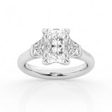3 stone Ring with 3.00 ct Center Radiant with Trapezoids