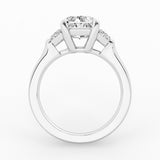 3 stone Ring with 3.00 ct Center Radiant with Trapezoids