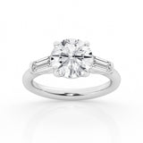 3 stone Ring with 3.00 ct Center Rounds with Tapper